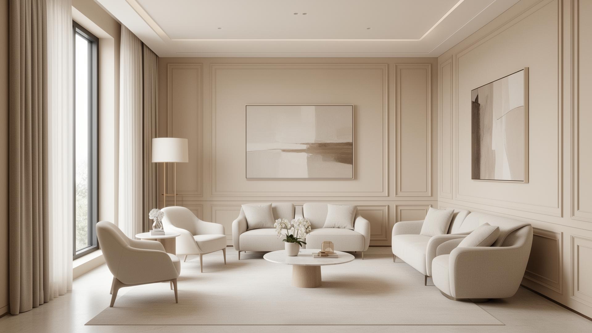 Interior sofisticado em tons neutros